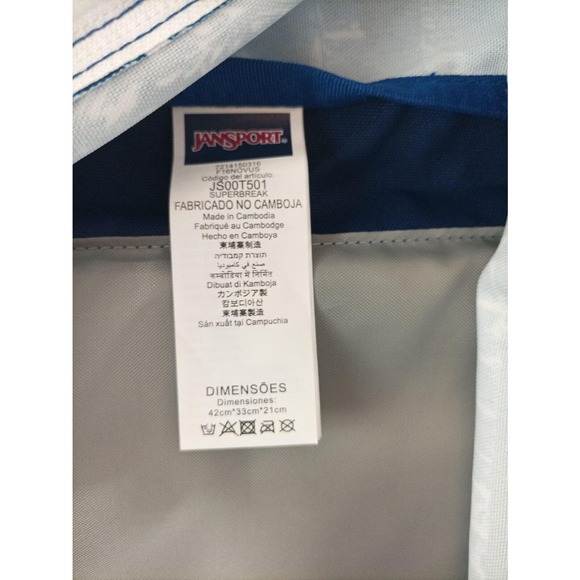 Jansport Superbreak Backpack Blue Midnight Sky Floral Stripe - Picture 6 of 6